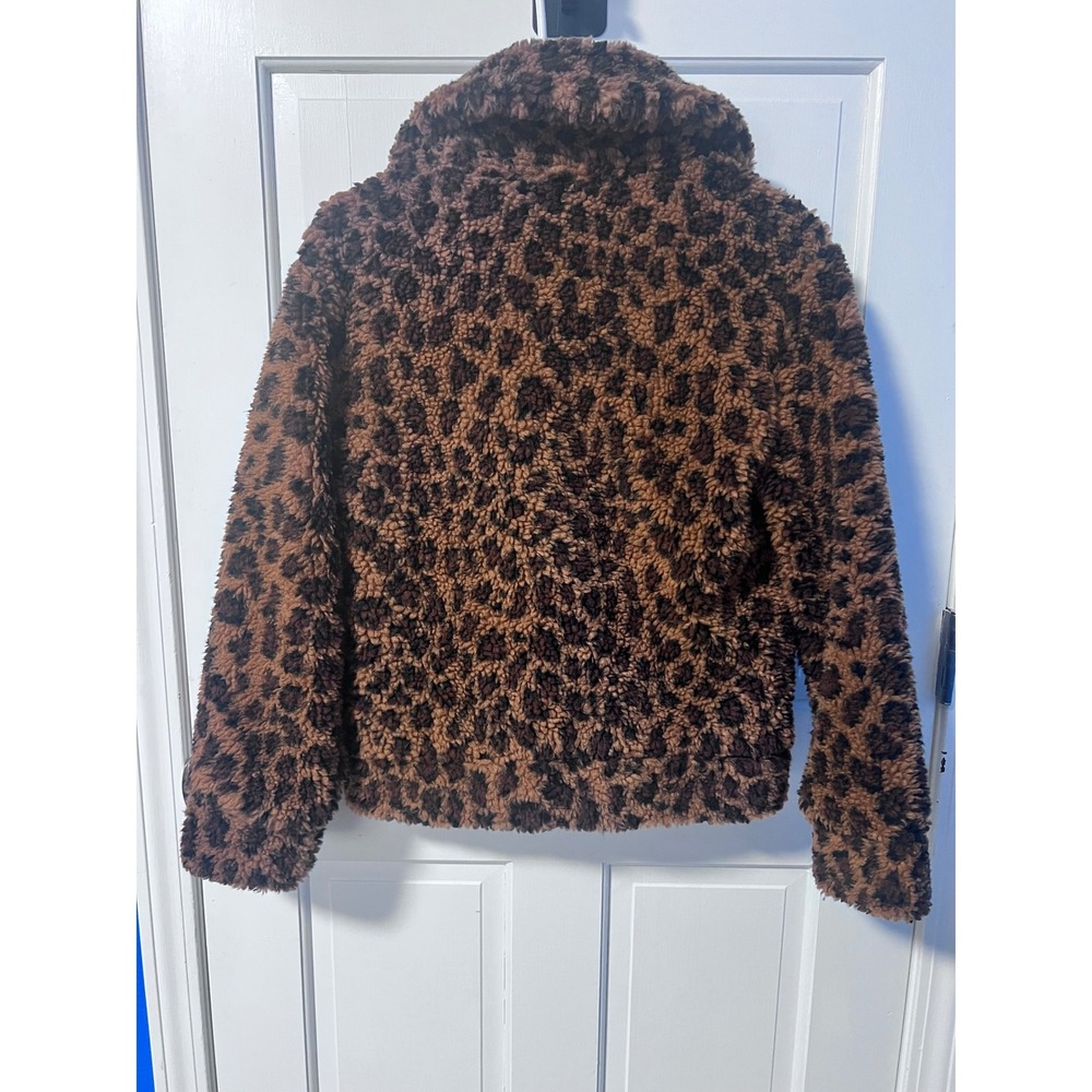 BB Dakota Leopard Print Faux Fur Cozy Zip Up Jacket XS - Picture 7 of 7